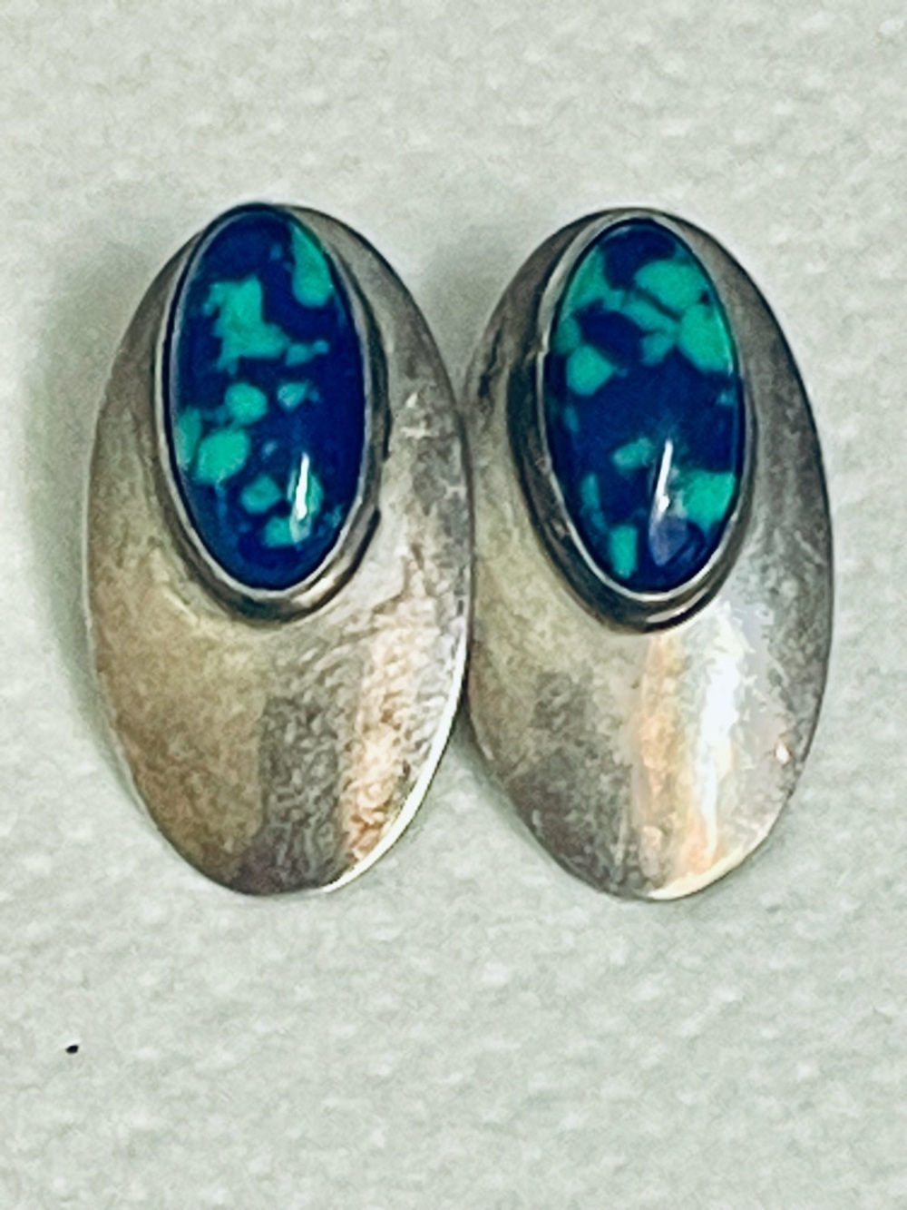 VTG Southwest Sterling Silver Blue Green Azurite Malachite Earrings